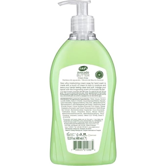Dalan HAND WASH LIQUID SOAP | CREAM ULTRA MOISTURIZING LIQUID |%100 ORGANIC | PRODUCT OF TURKEY | HAND SOAP FOR NORMAL AND DRY HANDS | 400 ML EACH (PACK OF 3) (AVACADO BUTTER) - Image 3
